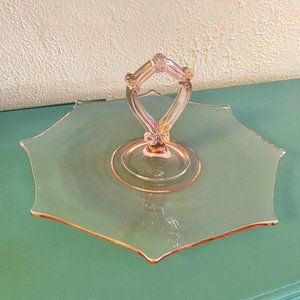 Antique Pink Depression Glass Lazy Susan Spinning Tray